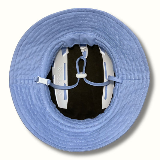 Le casque Kiddocap — coque de protection intégrée dans un chapeau pour bébé, motif Rêve d'azur (bleu), vue intérieure